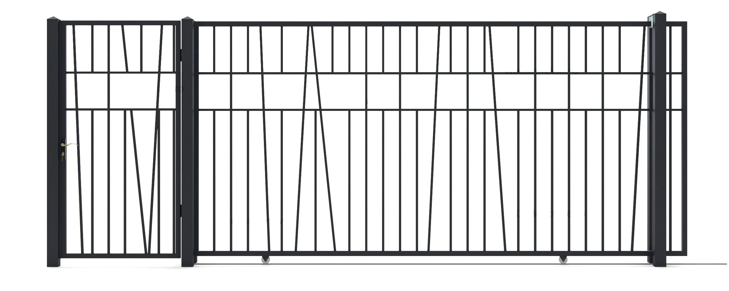 Metal gates Wales (KP102) — driveway and pedestrian