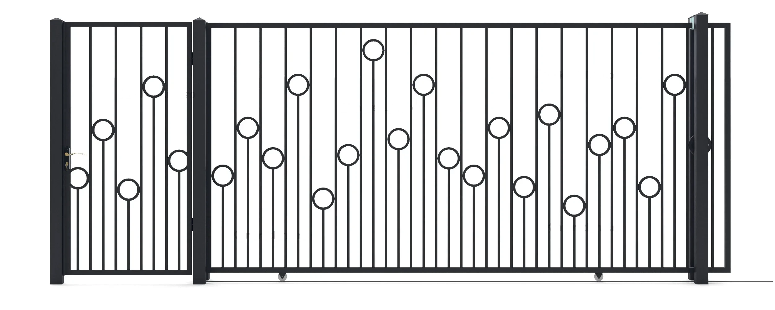 Metal gates Amble (KP103) — driveway and pedestrian