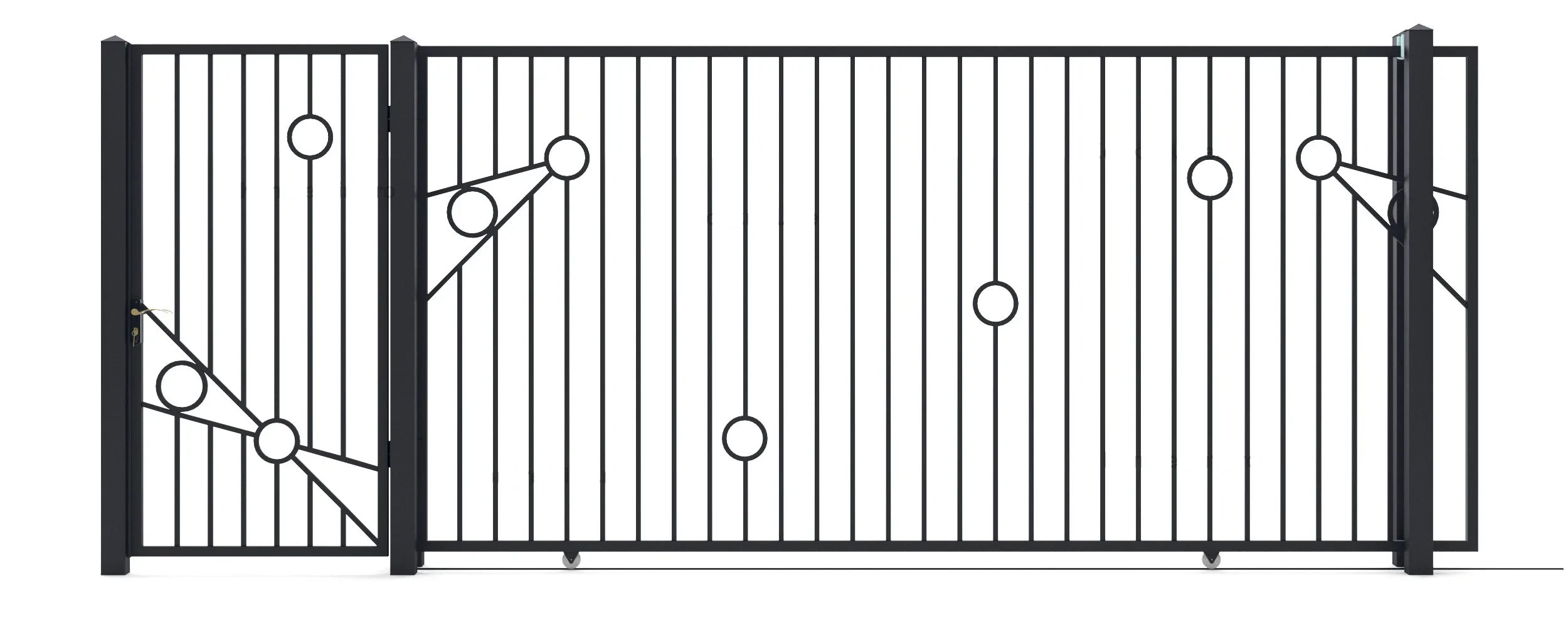 Metal gates Eclipse (KP108) — driveway and pedestrian