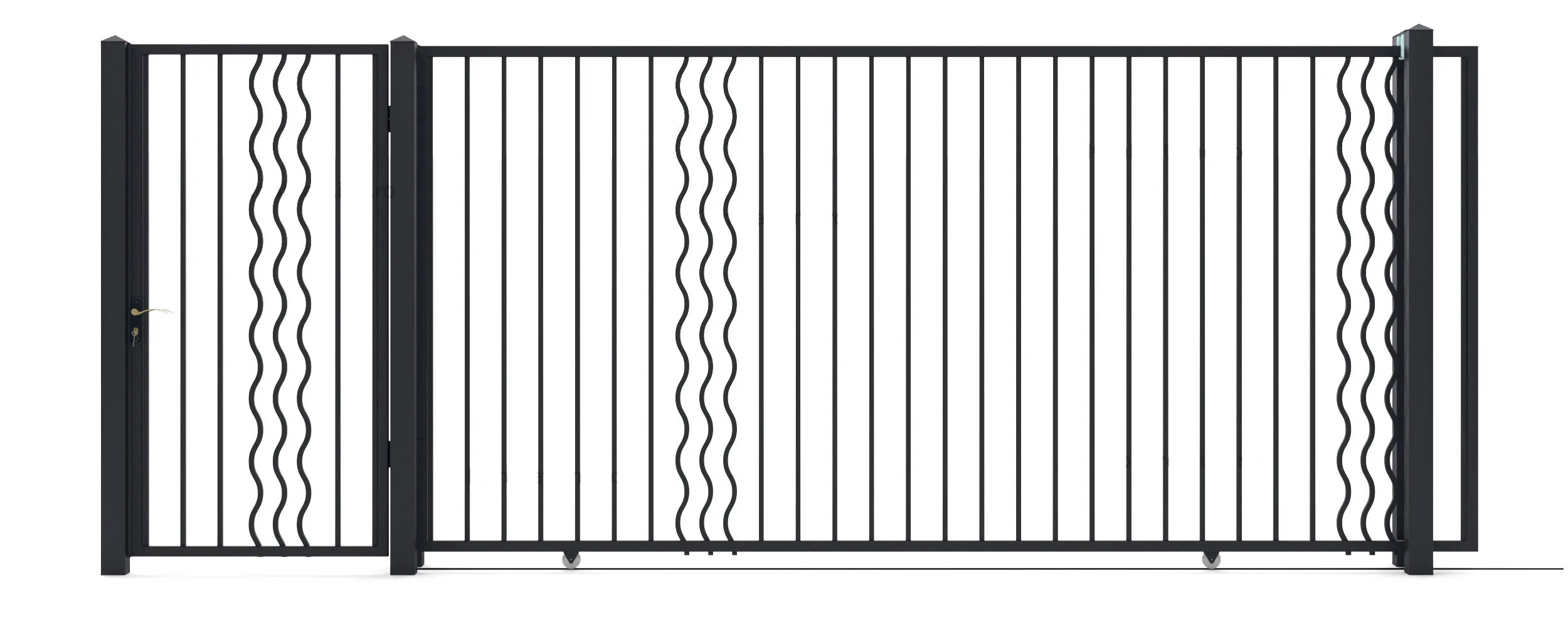 Metal gates Sunny (KP114) — driveway and pedestrian