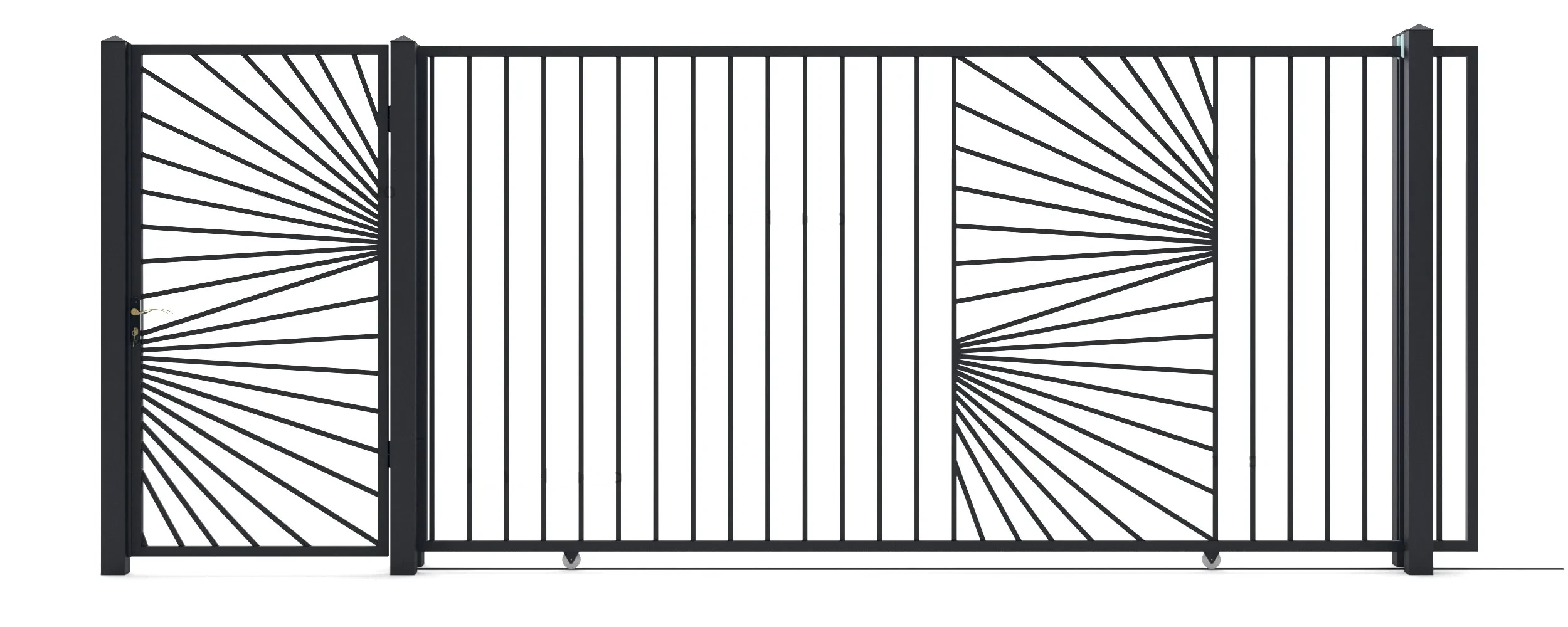 Metal gates Sunset (KP116) — driveway and pedestrian