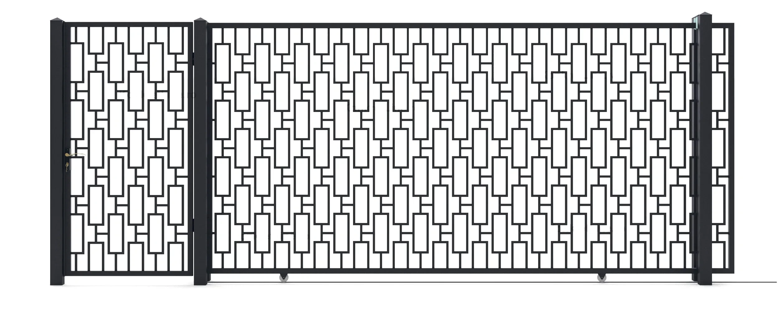 Metal gates Moderna (KP117) — driveway and pedestrian