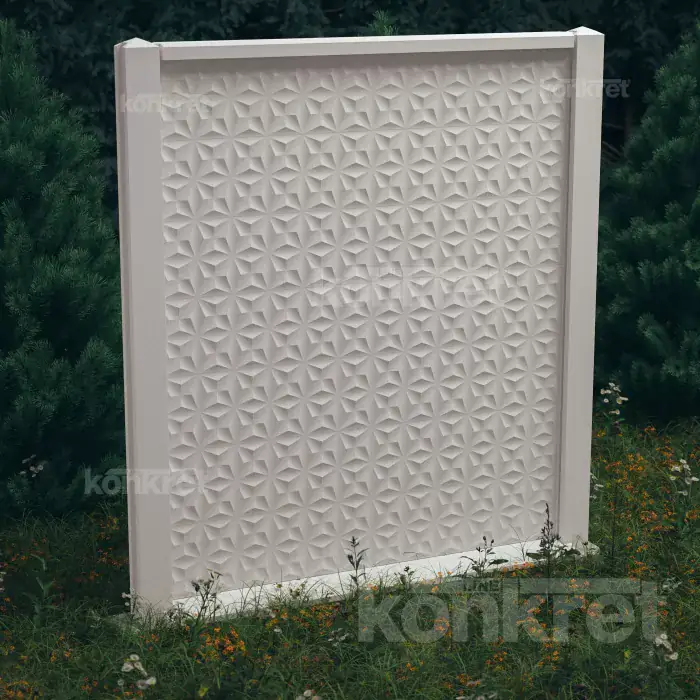Concrete fence Flower (KM200), height 210 cm, white (premium)