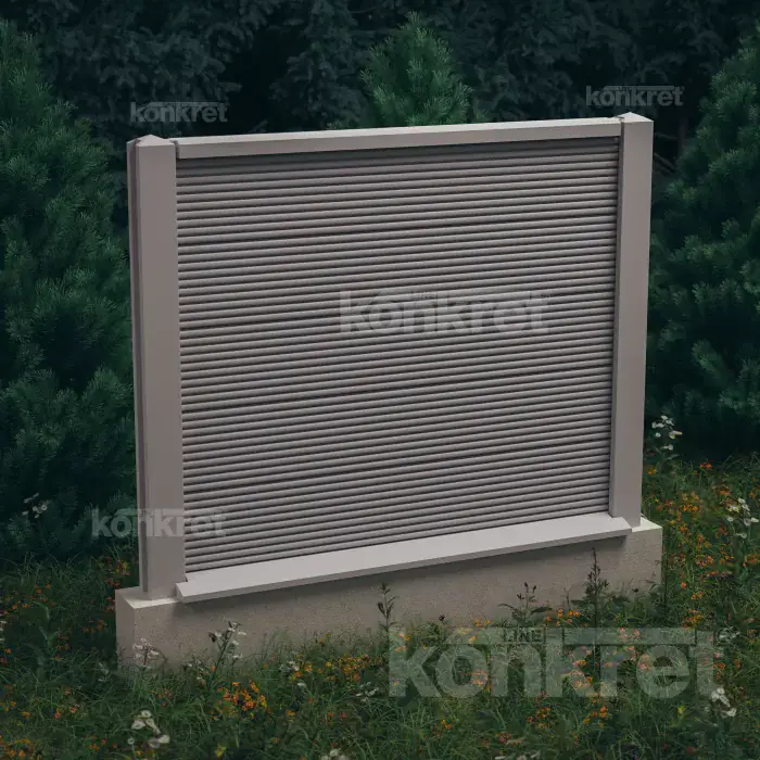 Concrete fence Waves (KM207), height 150 cm, grey (standard)