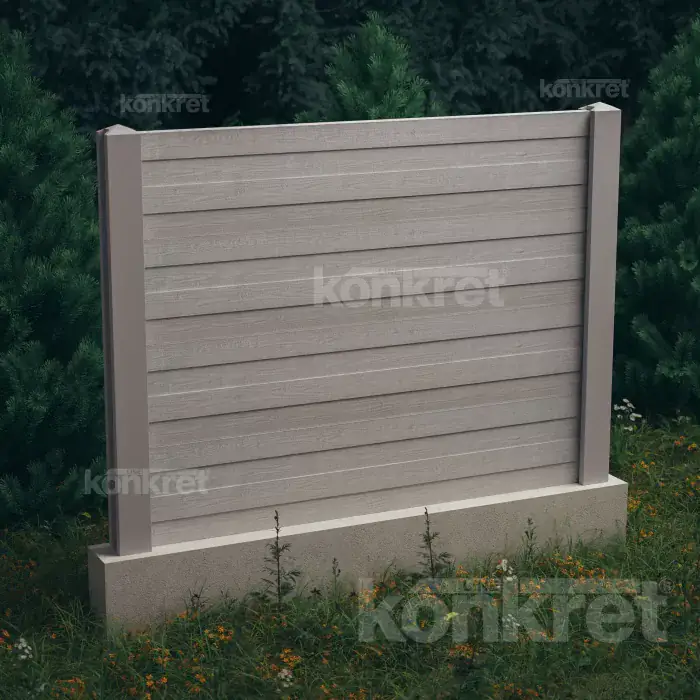 Cedar concrete fence (KM302), height 160 cm, grey (standard)