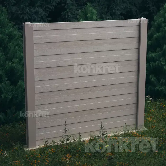 Cedar concrete fence (KM302), height 200 cm, grey (standard)