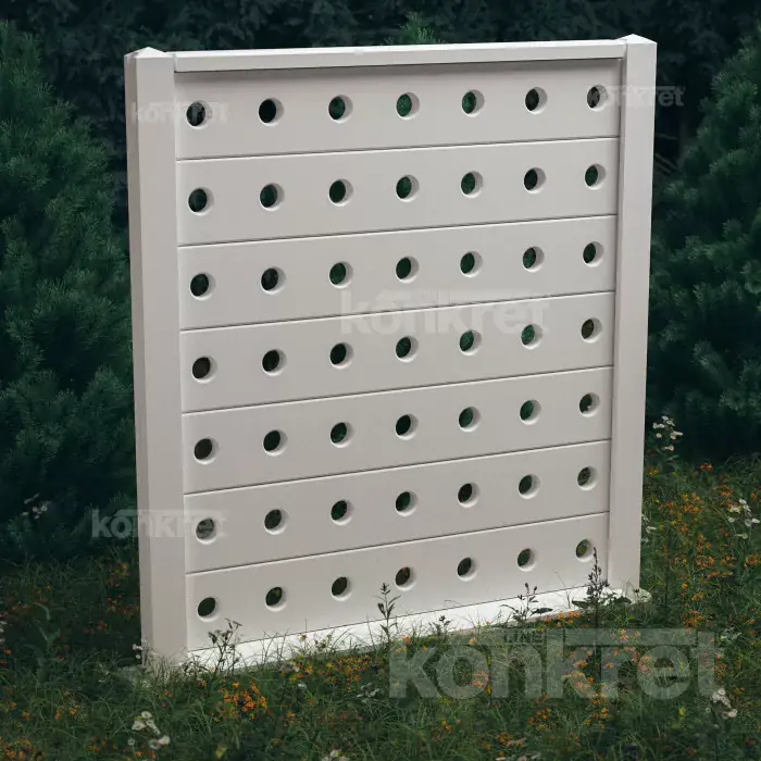 Lights concrete fence (KV202), height 210 cm, white (premium)