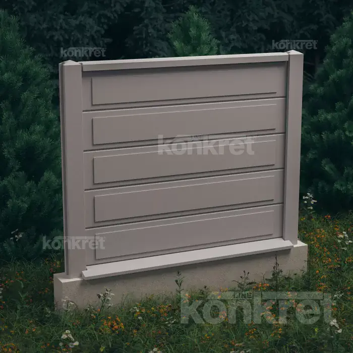 Nova concrete fence (KS402), height 150 cm, grey (standard)