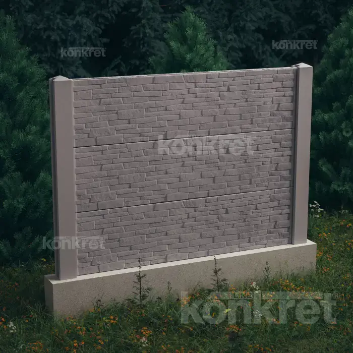 Stacked Stone concrete fence (KT300), height 150 cm, grey (standard)