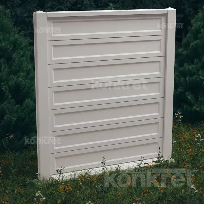 Smooth-Rebated concrete fence (KS900), height 210 cm, white (premium)