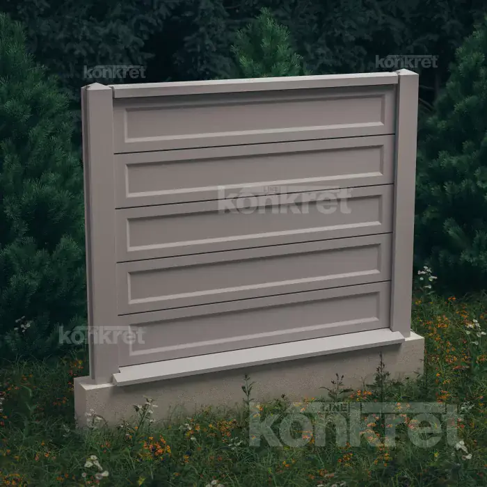 Smooth-Rebated concrete fence (KS900), height 150 cm, grey (standard)